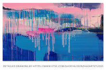 Load image into Gallery viewer, Blue Pink Hand Made Abstract Art Acrylic Painting Living Room Wall Art Yp090
