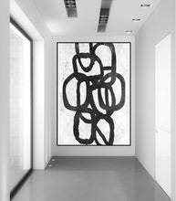 Load image into Gallery viewer, Black and White Abstract Painting Original Painting on Cnvas Fp024
