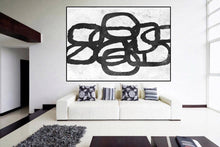 Load image into Gallery viewer, Black and White Abstract Painting Original Painting on Cnvas Fp024
