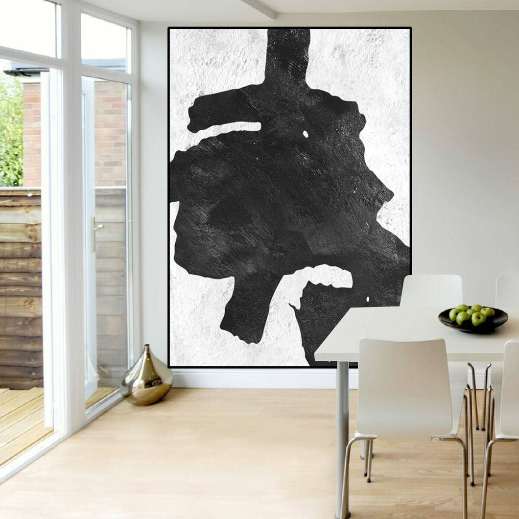 Original Black and White Painting Oversized Modern Wall Art Fp014