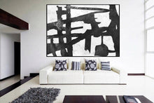 Load image into Gallery viewer, Black and White Wall Art, Minimalist Original Painting Fp003
