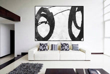 Load image into Gallery viewer, Black and White Original Abstract Art Large Canvas Painting Fp012
