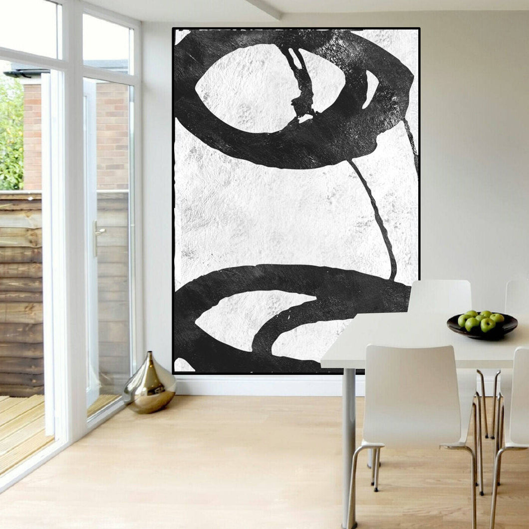 Black and White Original Abstract Art Large Canvas Painting Fp012