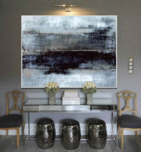 Load image into Gallery viewer, Black And Gray Painting Contemporary Abstract Art Ap064
