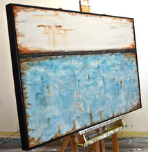 Load image into Gallery viewer, White Blue Abstract Painting Original Turquoise Oil Painting
