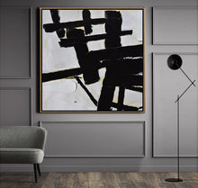 Load image into Gallery viewer, Black and White Abstract Painting Minimalist Art Modern Wall Art Decor Yp071
