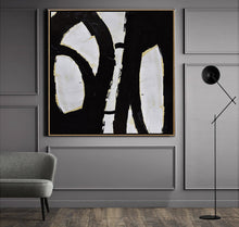 Load image into Gallery viewer, Black and White Abstract Painting Minimalist Art Modern Wall Art Decor Yp040

