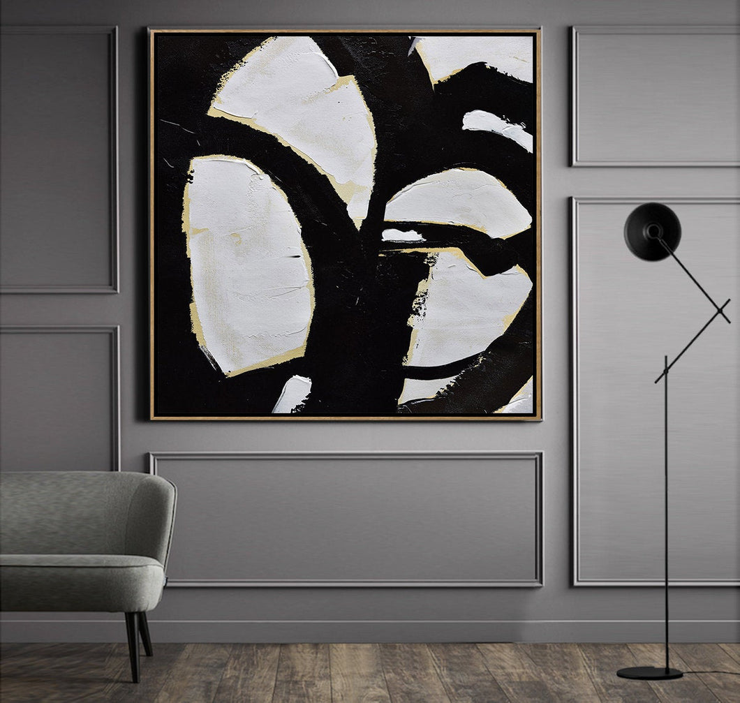 Black and White Abstract Painting Minimalist Art Yp075