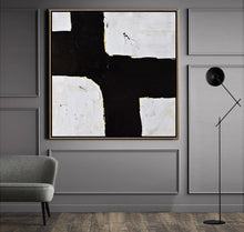 Load image into Gallery viewer, Black and White Abstract Painting Minimalist Art Yp044
