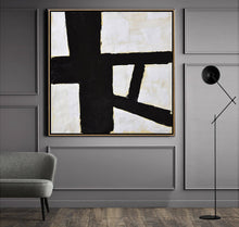 Load image into Gallery viewer, Black and White Minimalist Painting Original Minimal Art Yp077
