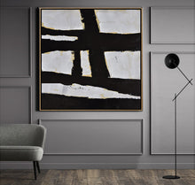 Load image into Gallery viewer, Black and White Minimalist Painting Original Minimal Art Yp050
