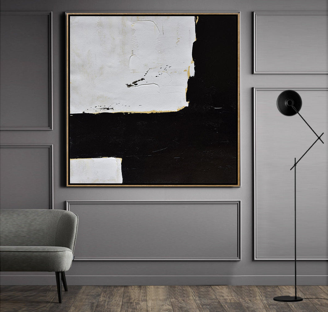 Black and White Abstract Painting Minimalist Art Modern Art Decor Yp083
