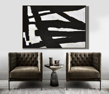 Load image into Gallery viewer, Horizontal Black and White Minimalist Art Modern Minimal Painting Yp067
