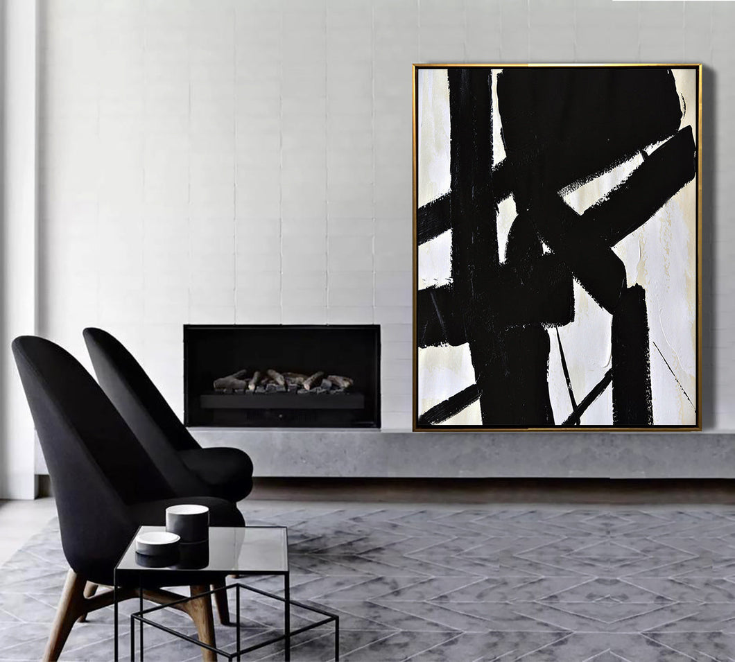 Contemporary Painting on Canvas, Black And White Painting Yp068