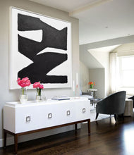 Load image into Gallery viewer, Black and White Minimalist Painting Geometric Abstract Art Np012
