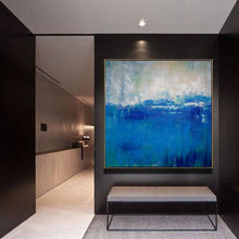 Load image into Gallery viewer, Large DEEP Blue Sea Abstract Painting,Blue Ocean Oil Painting
