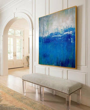 Load image into Gallery viewer, Large DEEP Blue Sea Abstract Painting,Blue Ocean Oil Painting
