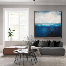 Load image into Gallery viewer, Deep Blue Sea Level Painting Ocean Canvas Painting Large Abstract Art
