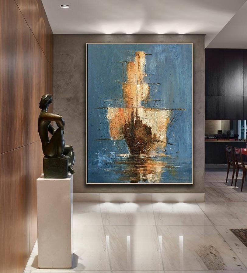 Affordable Large Wall Art Sailing Oil Painting by Hand Gp031