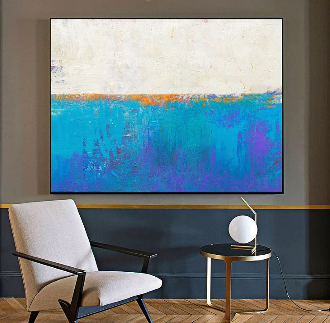 Blue Seascape Skyline Painting Big Painting for Living Room Np047