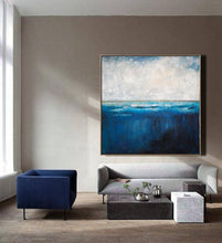 Load image into Gallery viewer, Deep Blue Sea Level Painting Ocean Canvas Painting Large Abstract Art
