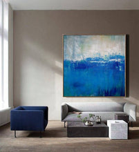 Load image into Gallery viewer, Large DEEP Blue Sea Abstract Painting,Blue Ocean Oil Painting
