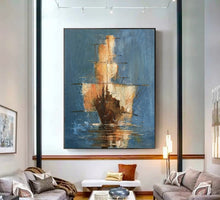 Load image into Gallery viewer, Affordable Large Wall Art Sailing Oil Painting by Hand Gp031
