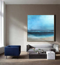 Load image into Gallery viewer, Original Sea Level Blue Oil Painting Light Blue Sky Oil Painting Dp132
