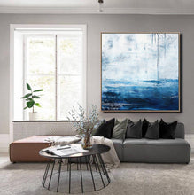 Load image into Gallery viewer, Blue White Sea Abstract Oil Painting Large Wall Sky Oil Painting Np036
