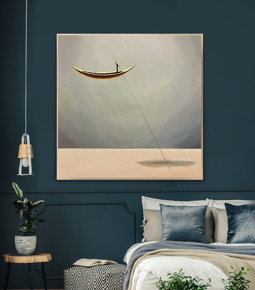 Oversized Wall Art for Living Room Boat Painting, Wall Decor Art Bt001