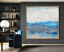 Load image into Gallery viewer, Blue White Abstract Painting Sea Level Abstract Oil Painting Np042
