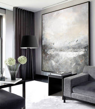 Load image into Gallery viewer, Ocean Painting Sea Landscape Painting Gray Abstract Painting Qp096

