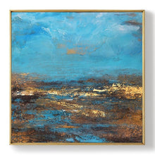 Load image into Gallery viewer, Brown Abstract Oil Painting Deep Blue Sky And Beach Abstract Art Dp102
