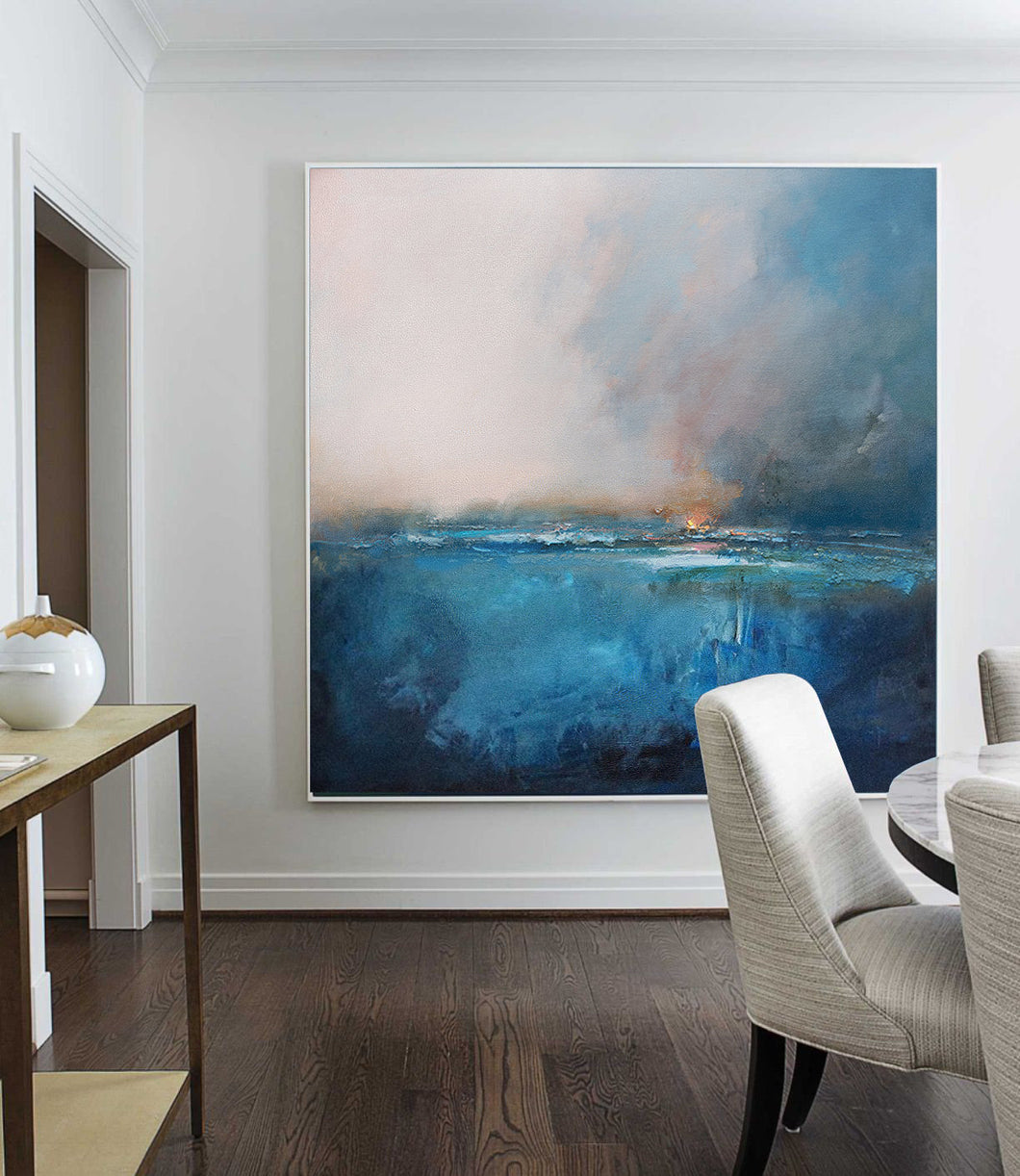 Sky Landscape Oil Painting, Blue Abstract Art Bl011