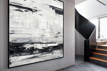 Load image into Gallery viewer, Black White Painting Sea Landscape Painting Grey White Art Ap038
