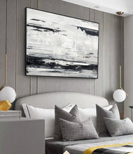 Load image into Gallery viewer, Black White Painting Sea Landscape Painting Grey White Art Ap038
