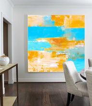 Load image into Gallery viewer, Blue Yellow Abstract Painting Abstract Canvas Wall Art Np008
