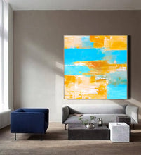 Load image into Gallery viewer, Blue Yellow Abstract Painting Abstract Canvas Wall Art Np008
