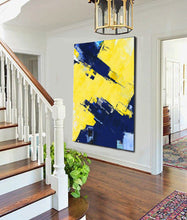 Load image into Gallery viewer, Yellow Bule Texture Palette Abstract Oil Painting On Canvas Np043
