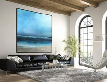 Load image into Gallery viewer, Original Sea Level Blue Oil Painting Light Blue Sky Oil Painting Dp132
