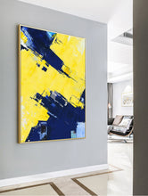 Load image into Gallery viewer, Yellow Bule Texture Palette Abstract Oil Painting On Canvas Np043
