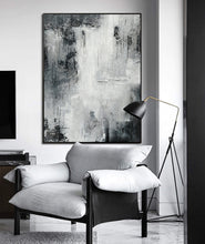 Load image into Gallery viewer, Black White Landscape Wall Art Handmade Abstract Painting Ap017
