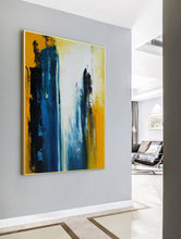 Load image into Gallery viewer, Blue White Yellow Abstract Painting Living Room Art Np039

