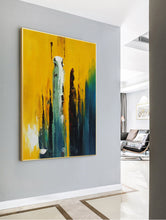 Load image into Gallery viewer, Original Yellow Blue Abstract Painting Hallway Wall Art Np049
