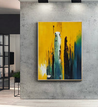 Load image into Gallery viewer, Original Yellow Blue Abstract Painting Hallway Wall Art Np049
