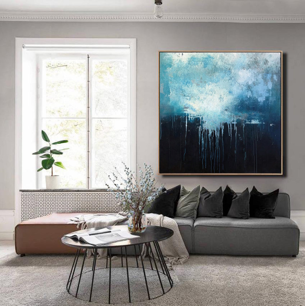 Large Blue Abstract Art Sky Landscape Oil Painting Dp131