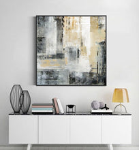 Load image into Gallery viewer, City Skyline Gold Art,Black White Painting,Large Original Abstract Art Qp092
