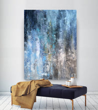 Load image into Gallery viewer, White And Blue Abstract Painting on Canvas,square Painting Office Art Fp033
