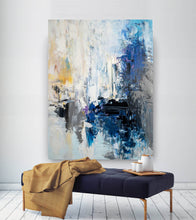 Load image into Gallery viewer, Blue White Yellow Abstract Painting Art Office Wall Art Qp005
