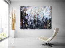 Load image into Gallery viewer, Black Brown Gray Abstract Painting Palette Knife Canvas Qp006
